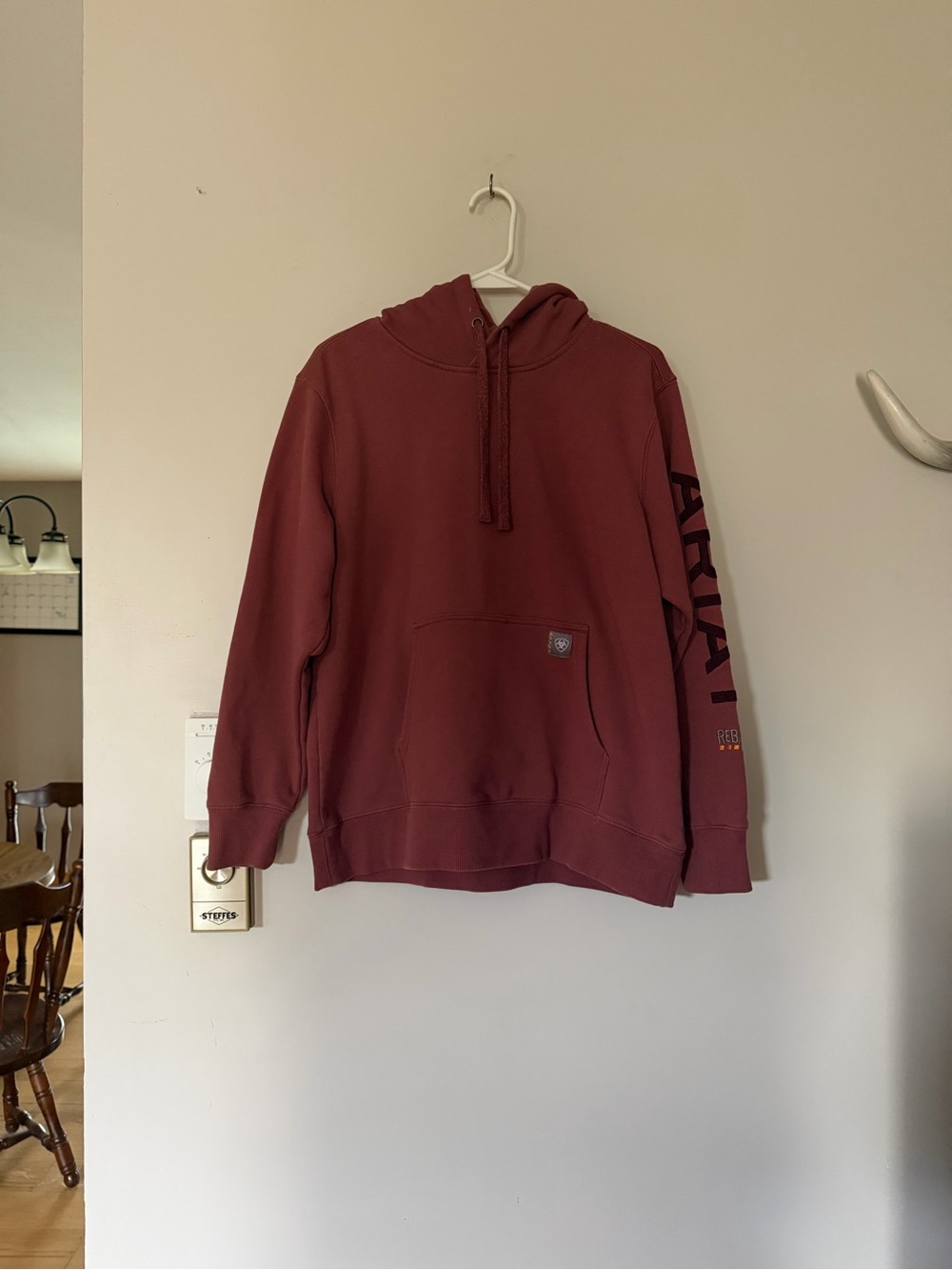 Ariat Men's Maroon Hooded Sweatshirt with Sleeve Logo